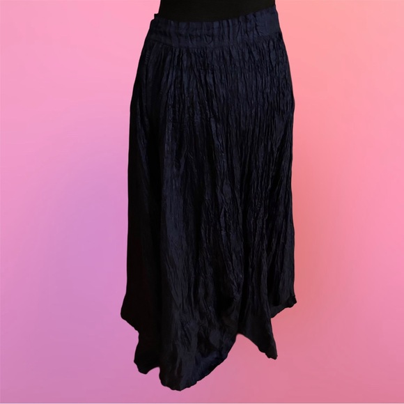 Ray London Elegant Fairy Dark Blue Navy Crinkled Maxi Skirt w/ Petal Hem - Picture 5 of 16